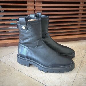 Stuart Weitzman Pearly Moto Bootie Black